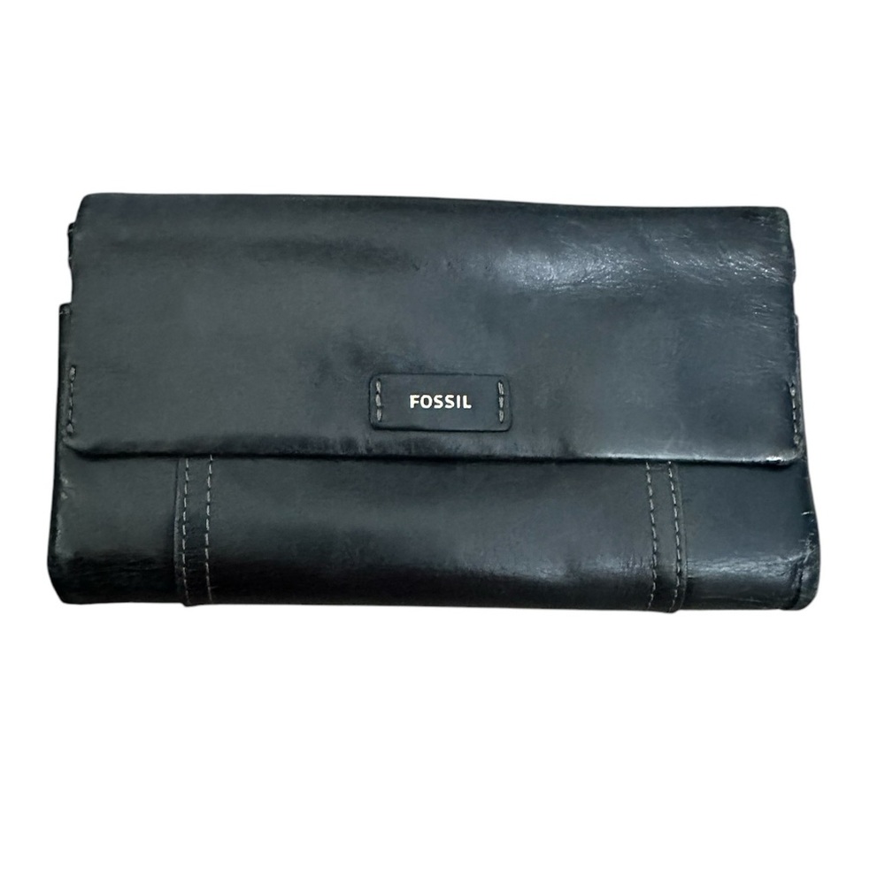 Fossil Black Leather Wallet Bi-Fold Women’s